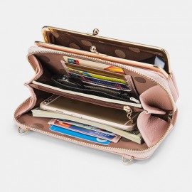 Women 6 Card Slots 6.5inch Phone Bag Solid Crossbody Bag