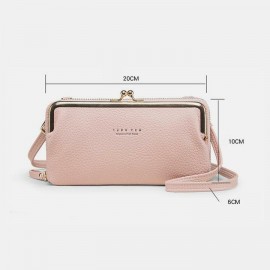 Women 6 Card Slots 6.5inch Phone Bag Solid Crossbody Bag