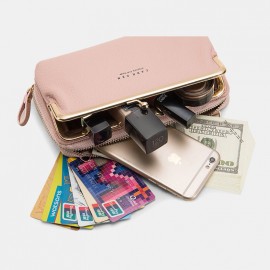 Women 6 Card Slots 6.5inch Phone Bag Solid Crossbody Bag