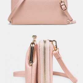 Women 6 Card Slots 6.5inch Phone Bag Solid Crossbody Bag