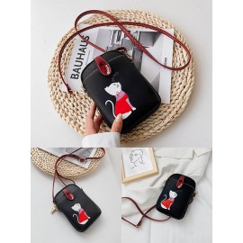 Women 6.5 Inch Phone Bag Cat Pattern Crossbody Bag Shoulder Bag