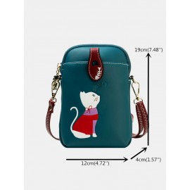Women 6.5 Inch Phone Bag Cat Pattern Crossbody Bag Shoulder Bag