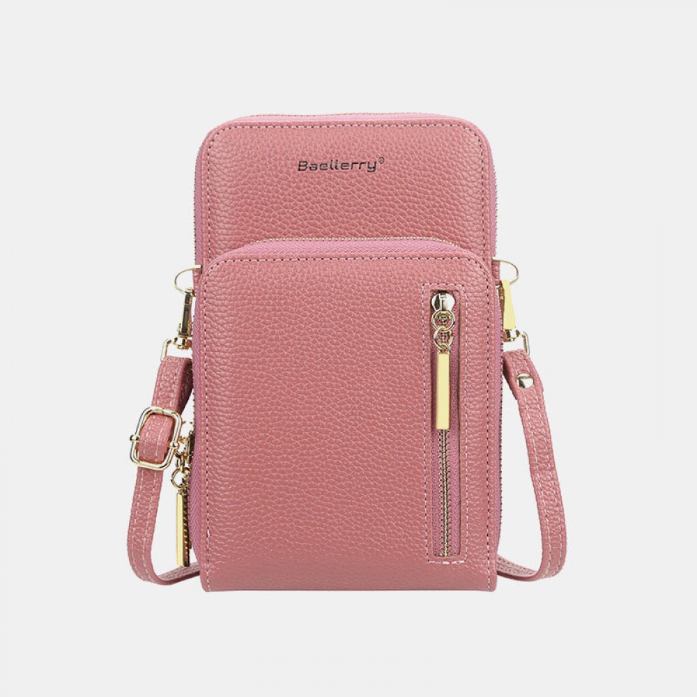 Women 8 Card Slots 6.3 Inch Phone Bag Multifunctional Solid Crossbody Bag