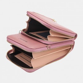 Women 8 Card Slots 6.3 Inch Phone Bag Multifunctional Solid Crossbody Bag