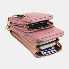 Women 8 Card Slots 6.3 Inch Phone Bag Multifunctional Solid Crossbody Bag