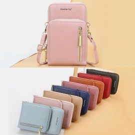 Women 8 Card Slots 6.3 Inch Phone Bag Multifunctional Solid Crossbody Bag
