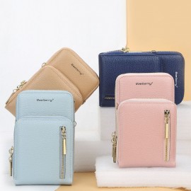 Women 8 Card Slots 6.3 Inch Phone Bag Multifunctional Solid Crossbody Bag