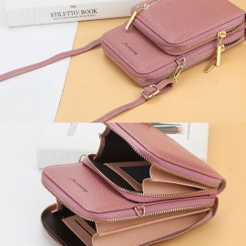 Women 8 Card Slots 6.3 Inch Phone Bag Multifunctional Solid Crossbody Bag