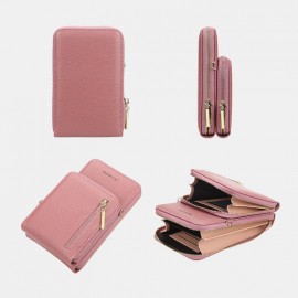 Women 8 Card Slots 6.3 Inch Phone Bag Multifunctional Solid Crossbody Bag