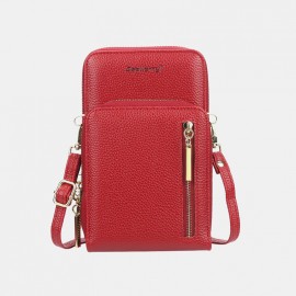 Women 8 Card Slots 6.3 Inch Phone Bag Multifunctional Solid Crossbody Bag