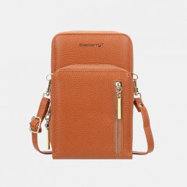 Women 8 Card Slots 6.3 Inch Phone Bag Multifunctional Solid Crossbody Bag