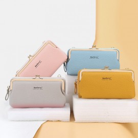 Women 8 Card Slots 6.5 Inch Phone Holder Solid Phone Bag Wallet