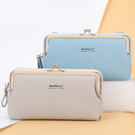 Women 8 Card Slots 6.5 Inch Phone Holder Solid Phone Bag Wallet