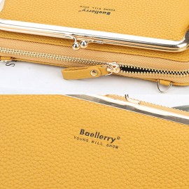 Women 8 Card Slots 6.5 Inch Phone Holder Solid Phone Bag Wallet