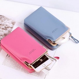 Women 9 Card Slots Phone Bag Solid Crossbody Bag