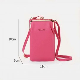 Women 9 Card Slots Phone Bag Solid Crossbody Bag