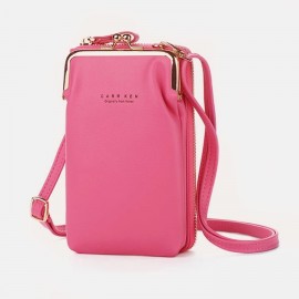 Women 9 Card Slots Phone Bag Solid Crossbody Bag