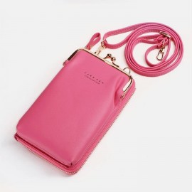 Women 9 Card Slots Phone Bag Solid Crossbody Bag