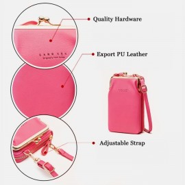 Women 9 Card Slots Phone Bag Solid Crossbody Bag