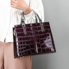 Women Alligator Snake-Skin Large Capacity Handbag Crossbody Bag Satchel Bag