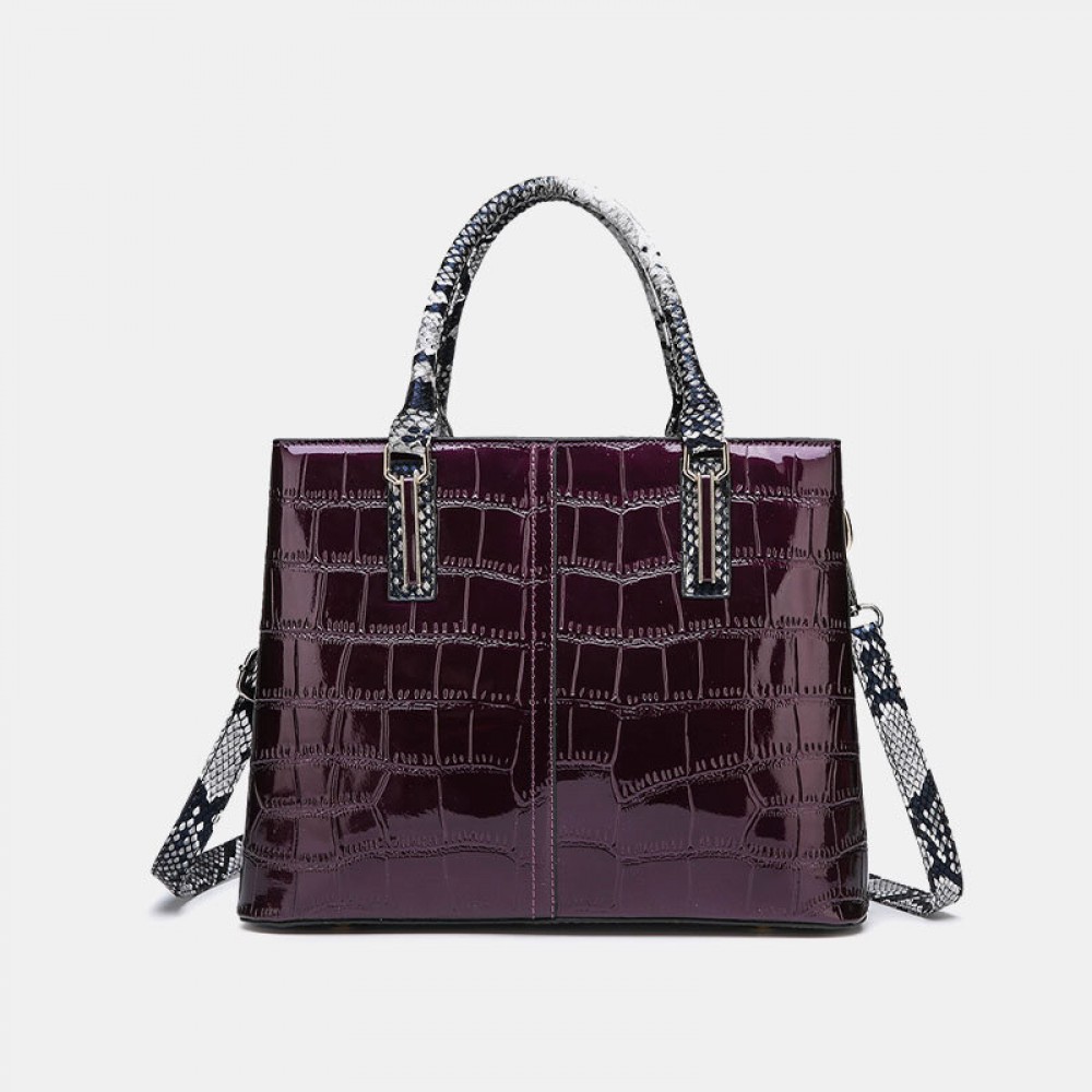 Women Alligator Snake-Skin Large Capacity Handbag Crossbody Bag Satchel Bag
