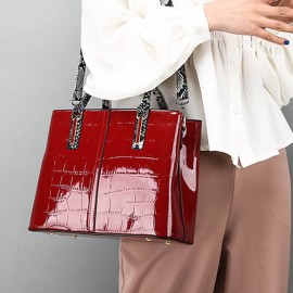 Women Alligator Snake-Skin Large Capacity Handbag Crossbody Bag Satchel Bag