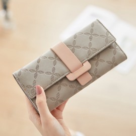 Women Argyle Plants Multi-card Slots Phone Bag Money Clips Wallet