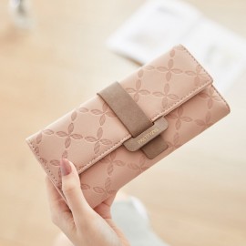 Women Argyle Plants Multi-card Slots Phone Bag Money Clips Wallet