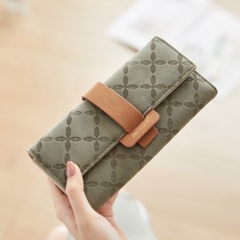 Women Argyle Plants Multi-card Slots Phone Bag Money Clips Wallet