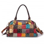 Women Bohemian Large Capacity Genuine Leather Handbags Patchwork Handmade Crossbody Bags
