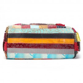 Women Bohemian Large Capacity Genuine Leather Handbags Patchwork Handmade Crossbody Bags