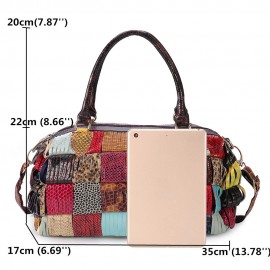 Women Bohemian Large Capacity Genuine Leather Handbags Patchwork Handmade Crossbody Bags
