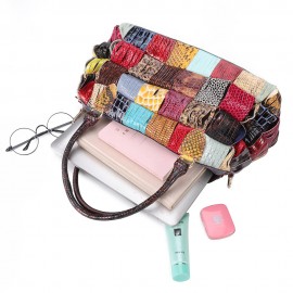 Women Bohemian Large Capacity Genuine Leather Handbags Patchwork Handmade Crossbody Bags