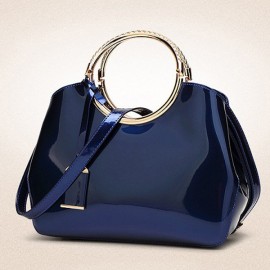 Women Bright PU Leather Elegant Red Handbag Shoulder Bag