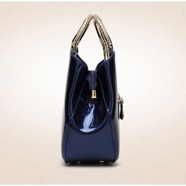 Women Bright PU Leather Elegant Red Handbag Shoulder Bag