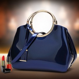Women Bright PU Leather Elegant Red Handbag Shoulder Bag