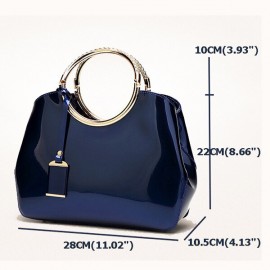 Women Bright PU Leather Elegant Red Handbag Shoulder Bag