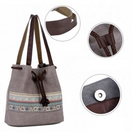 Women Canvas Bohemian Handbag Bucket Bag Shoulder Bag