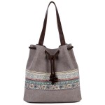 Women Canvas Bohemian Handbag Bucket Bag Shoulder Bag