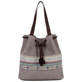 Women Canvas Bohemian Handbag Bucket Bag Shoulder Bag