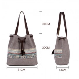 Women Canvas Bohemian Handbag Bucket Bag Shoulder Bag