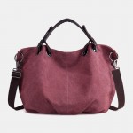Women Canvas Solid Large Capacity Handbag Crossbody Bag