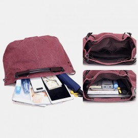 Women Canvas Solid Large Capacity Handbag Crossbody Bag