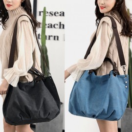Women Canvas Solid Large Capacity Handbag Crossbody Bag