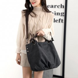 Women Canvas Solid Large Capacity Handbag Crossbody Bag