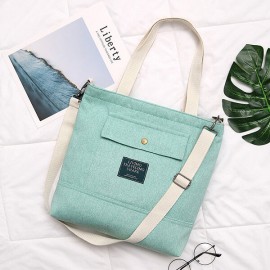 Women Canvas Solid Large Capacity Tote Handbag Shoulder Bag