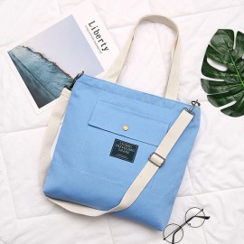Women Canvas Solid Large Capacity Tote Handbag Shoulder Bag