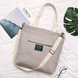 Women Canvas Solid Large Capacity Tote Handbag Shoulder Bag
