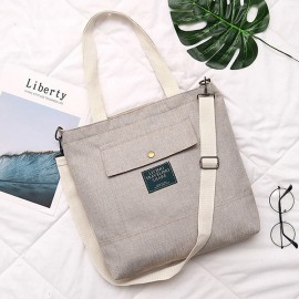 Women Canvas Solid Large Capacity Tote Handbag Shoulder Bag