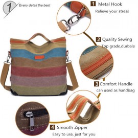 Women Canvas Striped Contrast Color Canvas Crossboby Bags